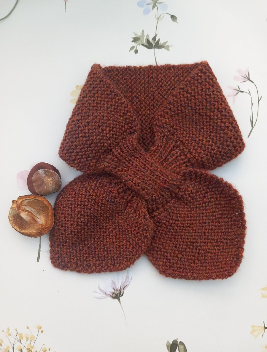Conker brown bow neck  scarf