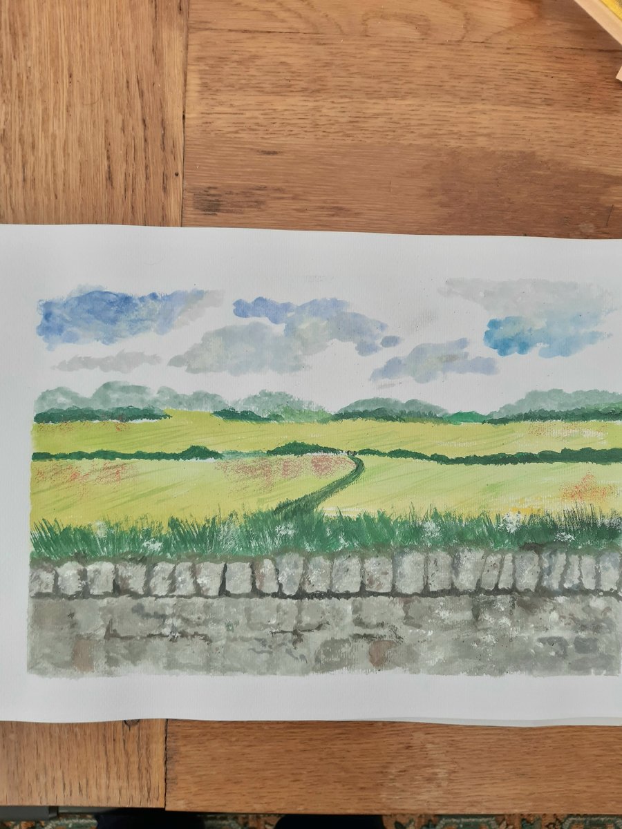 Farm wall counrty side watercolour painting 