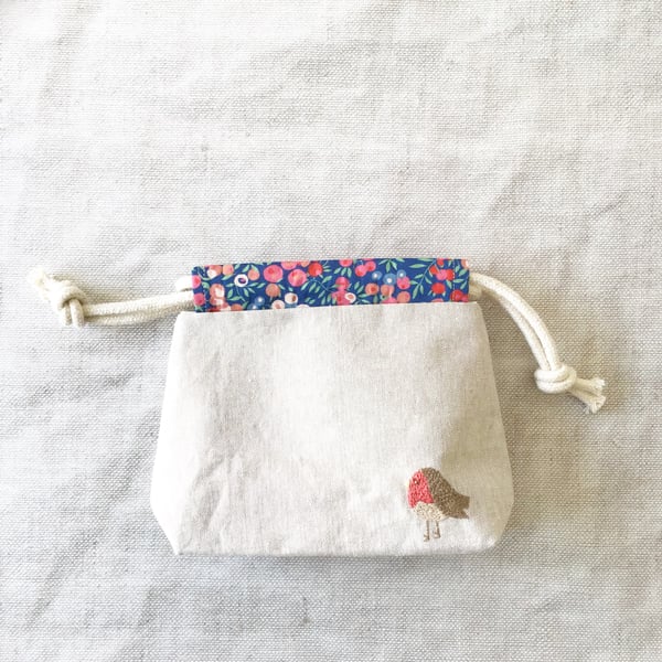 Embroidered Robin Bag
