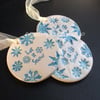 Set of 3 Let it snow, Let it snow, Let it snow ceramic Xmas decorations