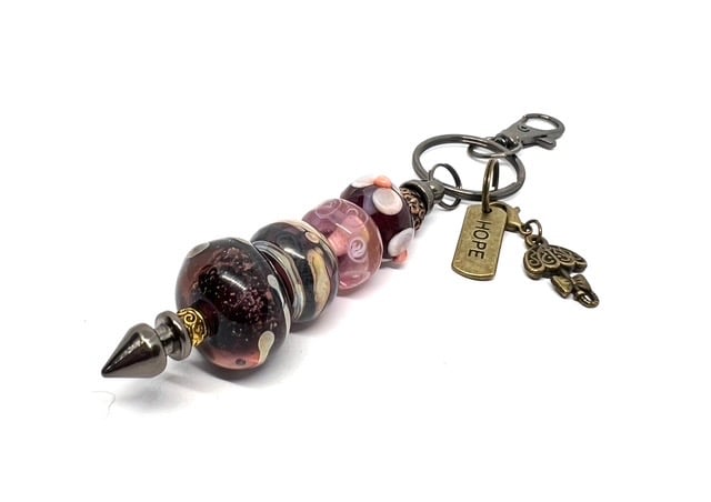 Handmade Plum & Pink Lamp-wo Glass Bead Bag... - Folksy
