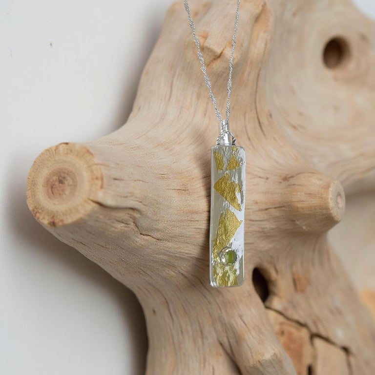 Sterling Silver And Gold Pendant With Peridot