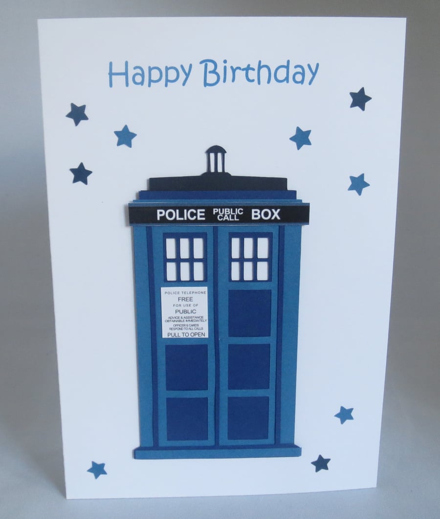 Dr Who Tardis Birthday card  Can be Personalised