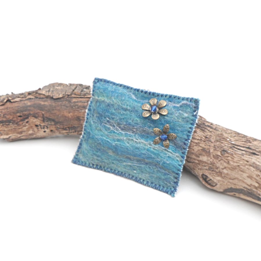 Felted lavender sachet, blue green