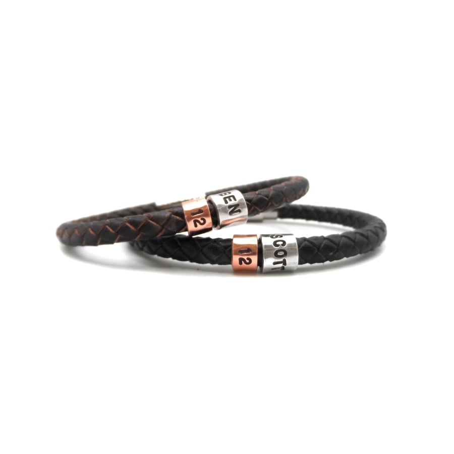 12th Birthday Gift - Personalised Leather Bracelet - Son Brother Grandson Nephew