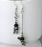 SPACEMAN STAR EARRINGS starfall mismatched cute cool silver plate - Image 5
