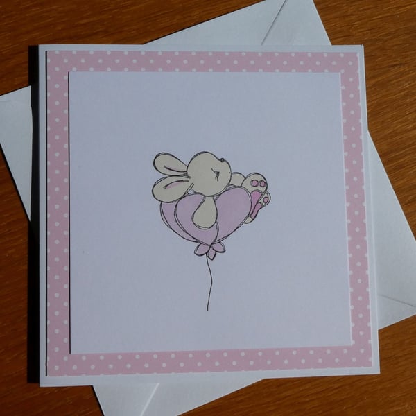 Rabbit In a Flower Blank Card
