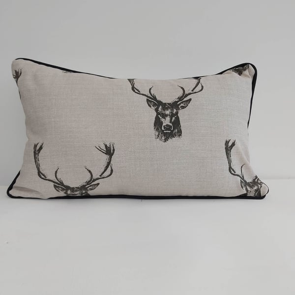 Stags  Cushion Cover with Black Piping