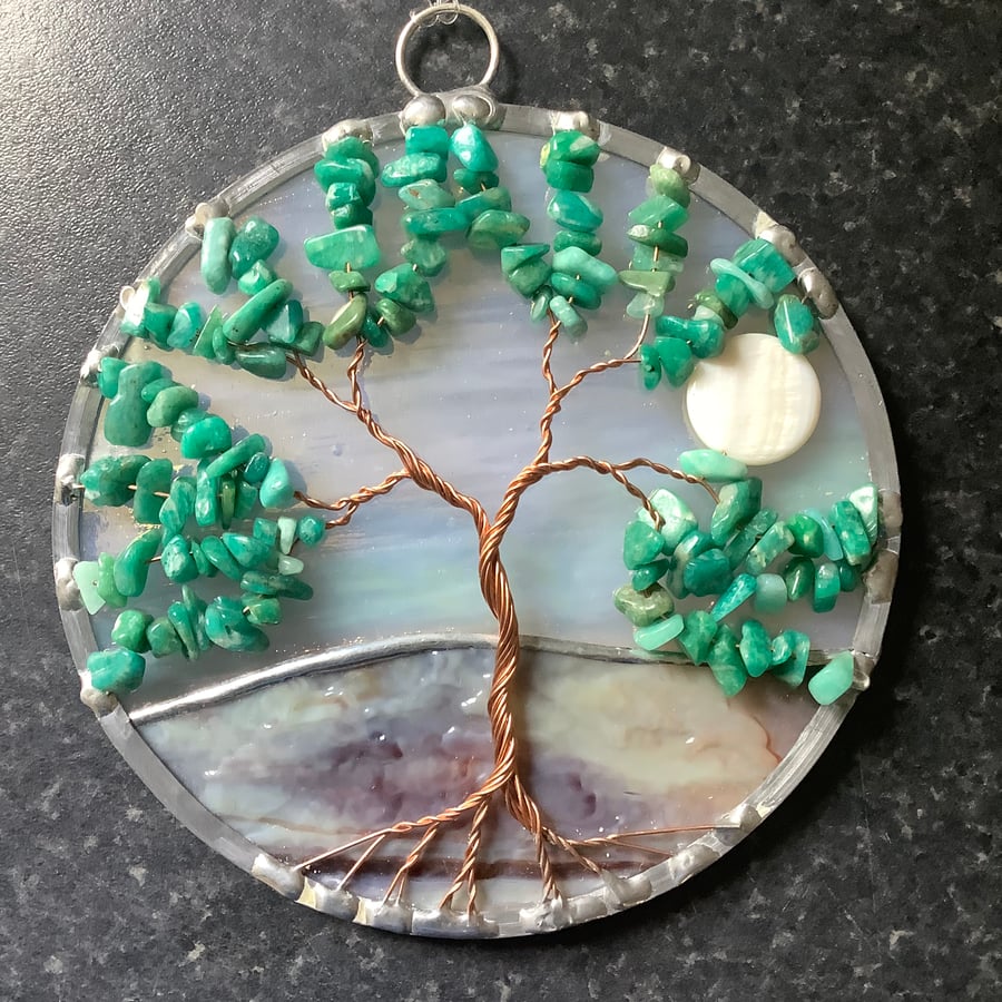 Amazonite tree of life suncatcher