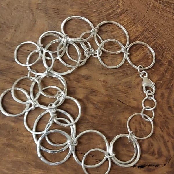Beautiful Bespoke Solid Silver Cascading Bracelet 