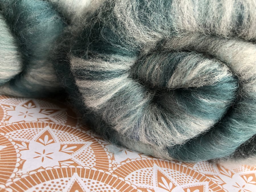All natural hand blended batt for spinning or felting 'Grey Waters'