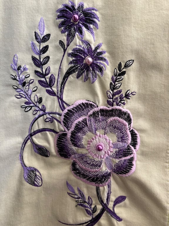 Beautiful and unusual hand embroidered poppy jacket, hand embellished. 