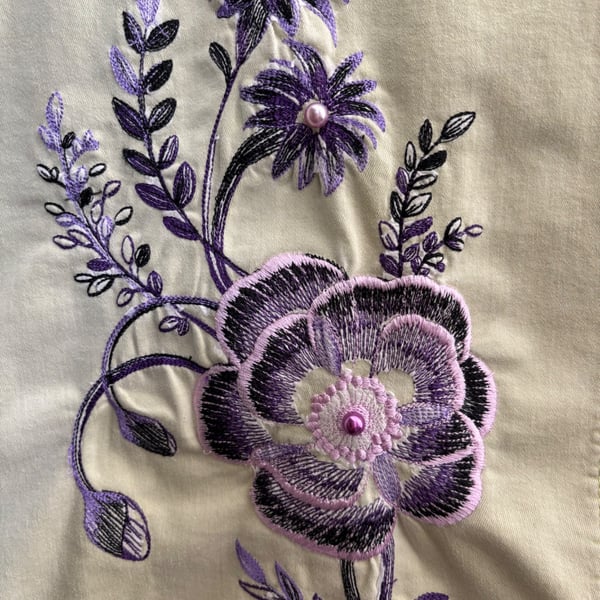 Beautiful and unusual hand embroidered poppy jacket, hand embellished. 