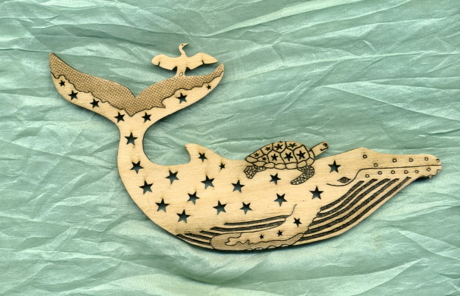 Humpback whale, turtle and cormorant animal stack