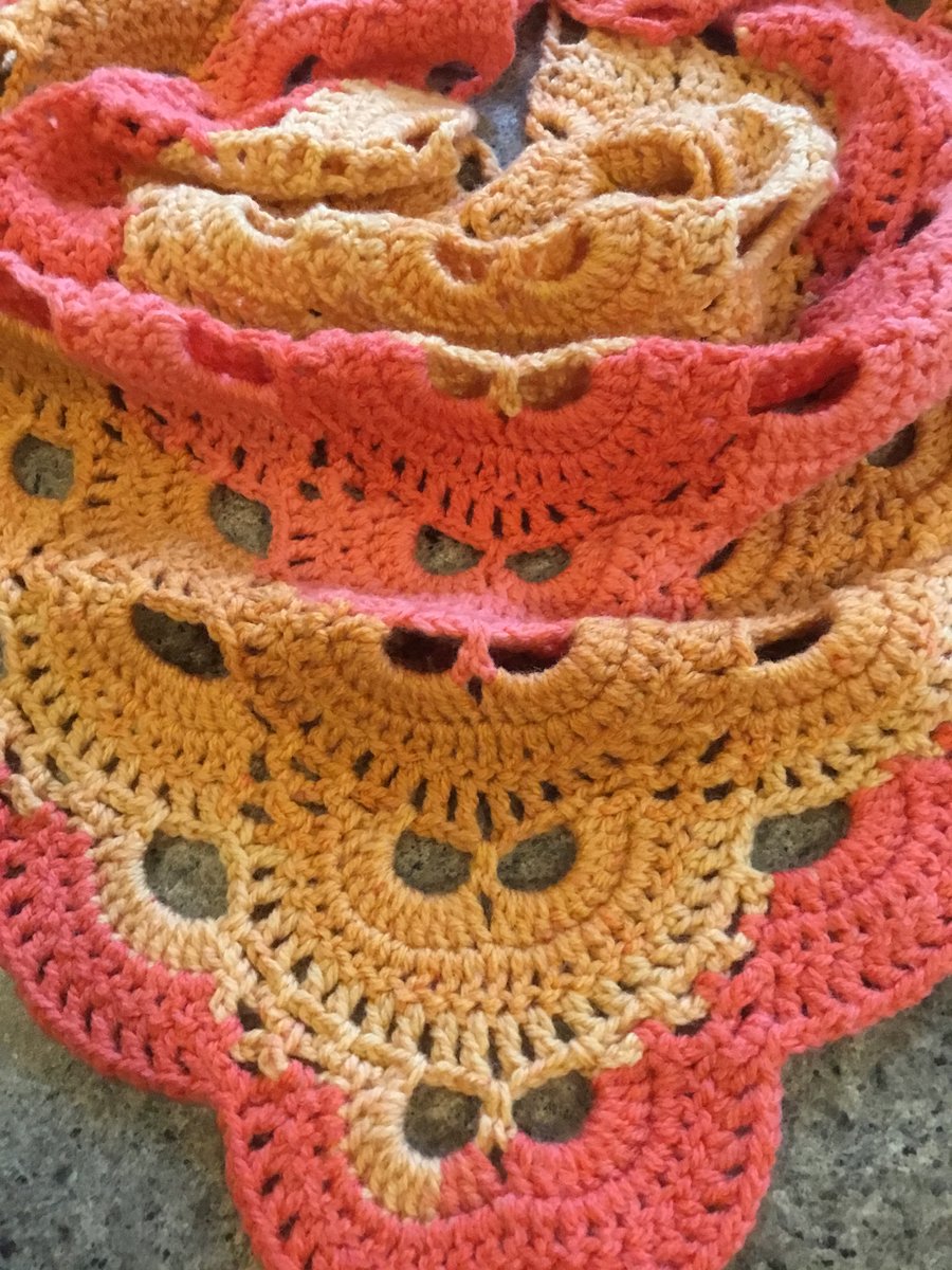 Ladies yellow and orange multi shaded crochet shawl