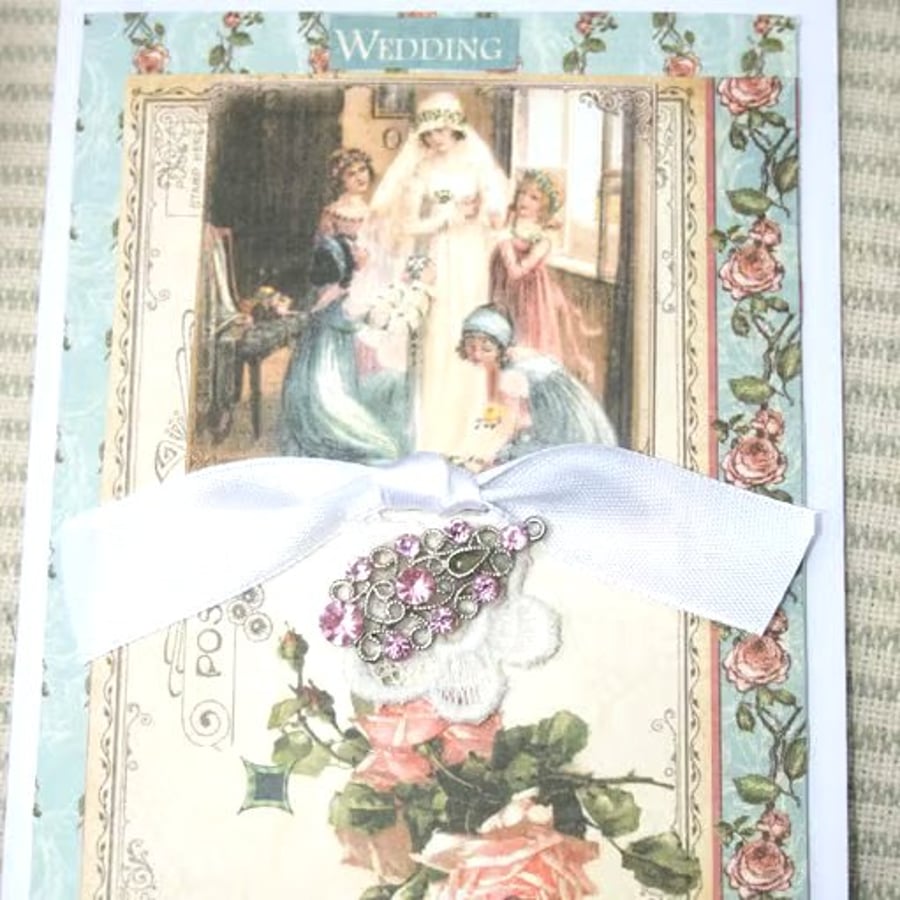 Pretty Wedding Card - Vintage-style wedding card - Special card