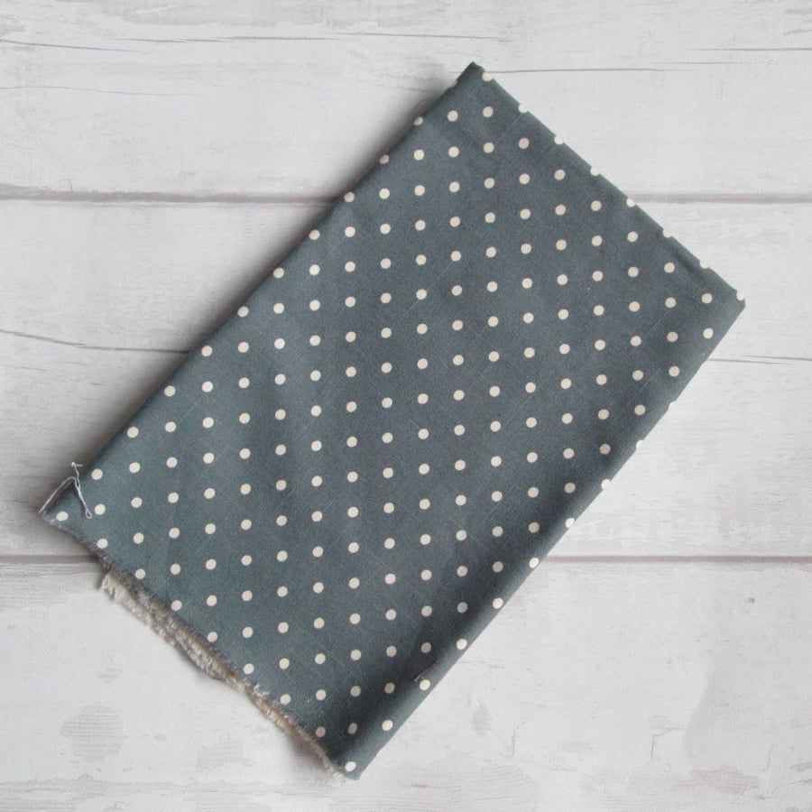 Half Metre Heavyweight Grey Cotton with Cream Spots