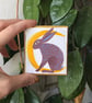 Rabbit and Moon, painting on wood