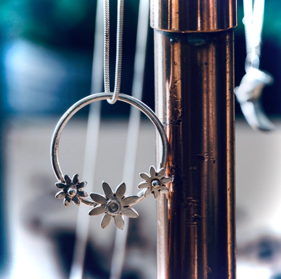 Flower Garden Silver Pendant