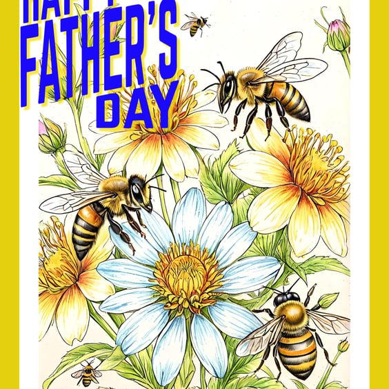 Honey Bees Father's Day Card A5