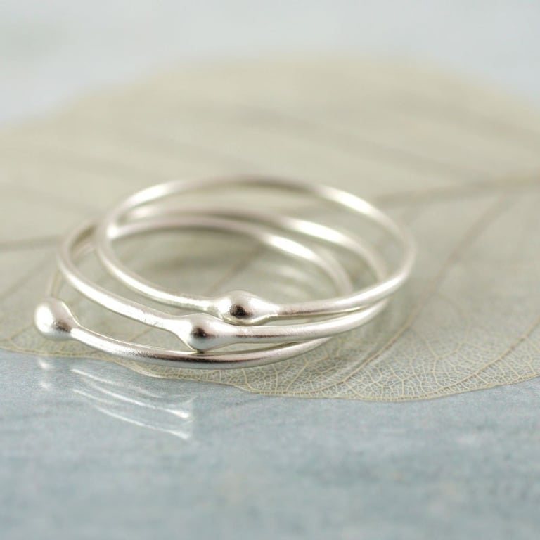 Stacking Ring Set - Silver Argentium Rings - Elegant Set of 3 Stackable Rings