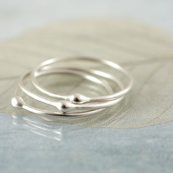 Stacking Ring Set - Silver Argentium Rings - Elegant Set of 3 Stackable Rings