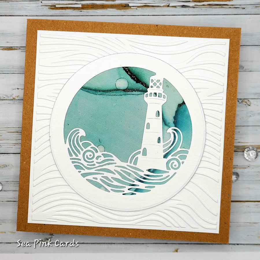 Lighthouse Card - Blank, Birthday, Father's Day, Thanks, Textured