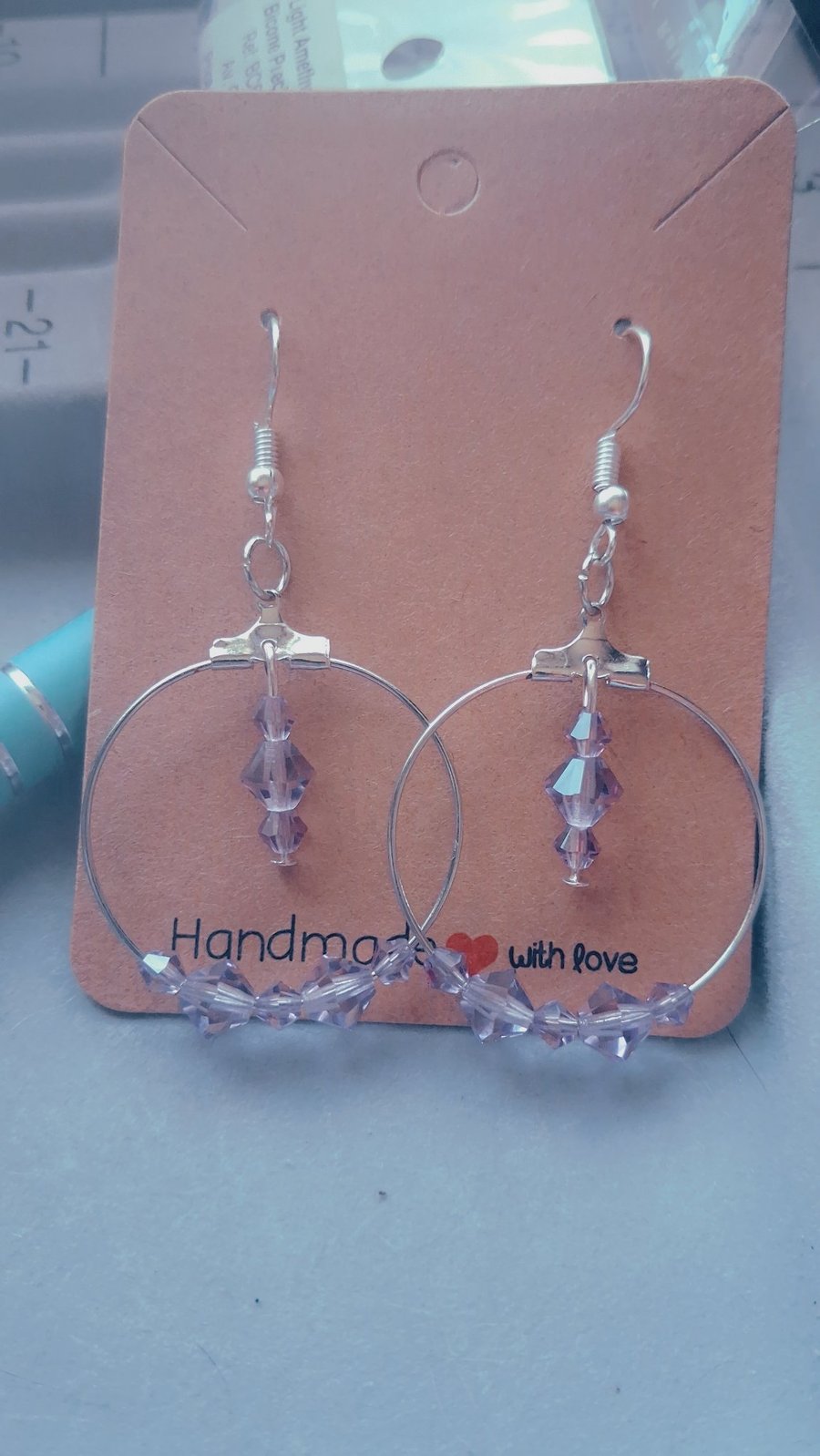 Real Amethysts Beaded Hoop Earrings