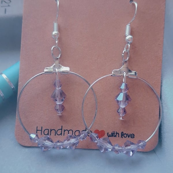Real Amethysts Beaded Hoop Earrings