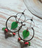 Copper Double Hoop Earrings with Czech Beads