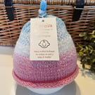 Baby Girls Knotted Fairisle Hand Knitted Pixie Hat 6-12 months size