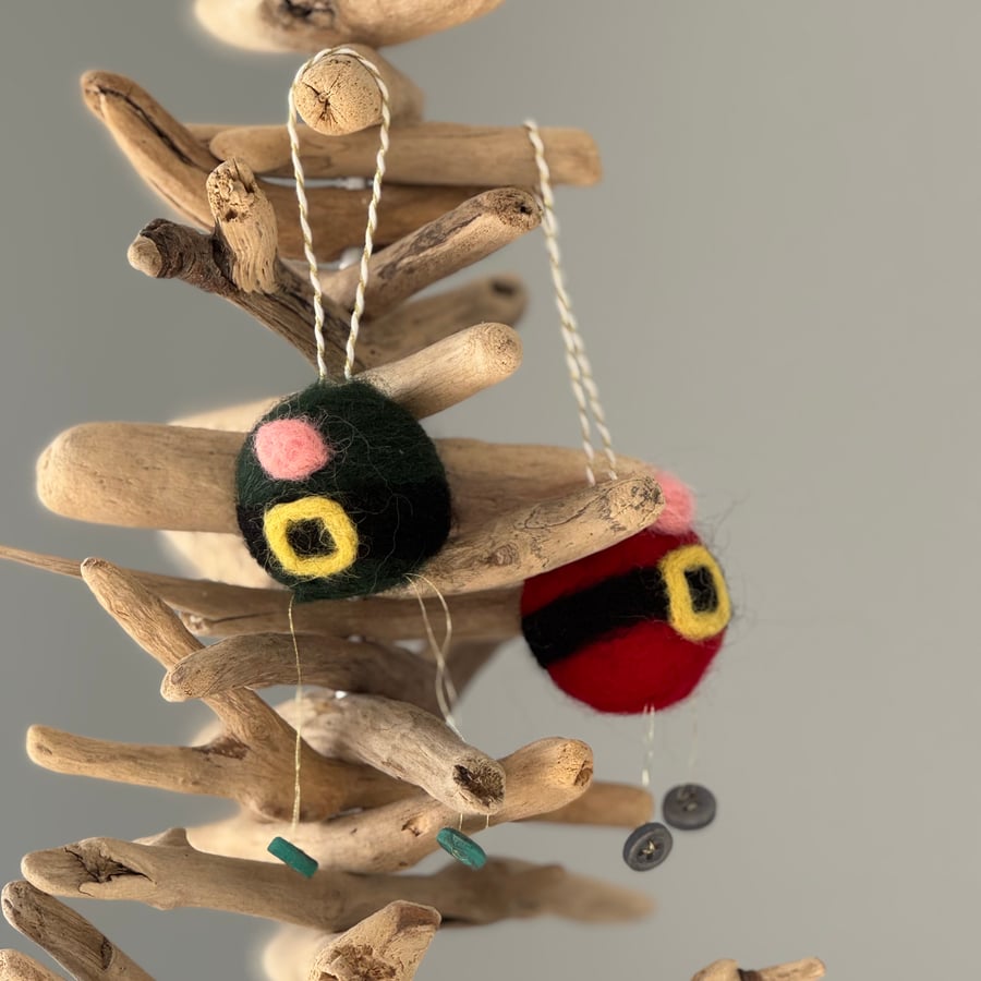 Hand Felted Santa and Santa’s Little Helper Tummy Decorations 