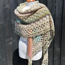 Asymmetrical Triangle Stripped Lace Shawl Wrap 