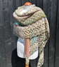 Asymmetrical Triangle Stripped Lace Shawl Wrap  - Image 3