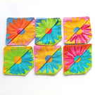 Floral Fabric Bookmarks, Colourful Daisy print, 6 book marks, Set A