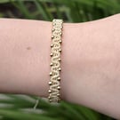 Ivory and Gold Macrame Bracelet - 14ct gold filled, Adjustable 