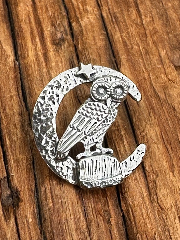 Owl Brooch Sterling Silver Tack Pin Brooch