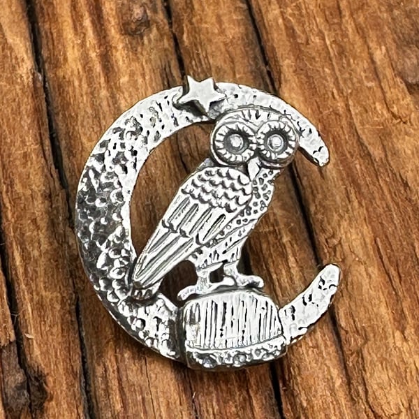 Owl Brooch Sterling Silver Tack Pin Brooch