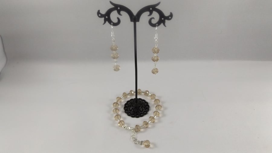 crystal bracelet and earrings