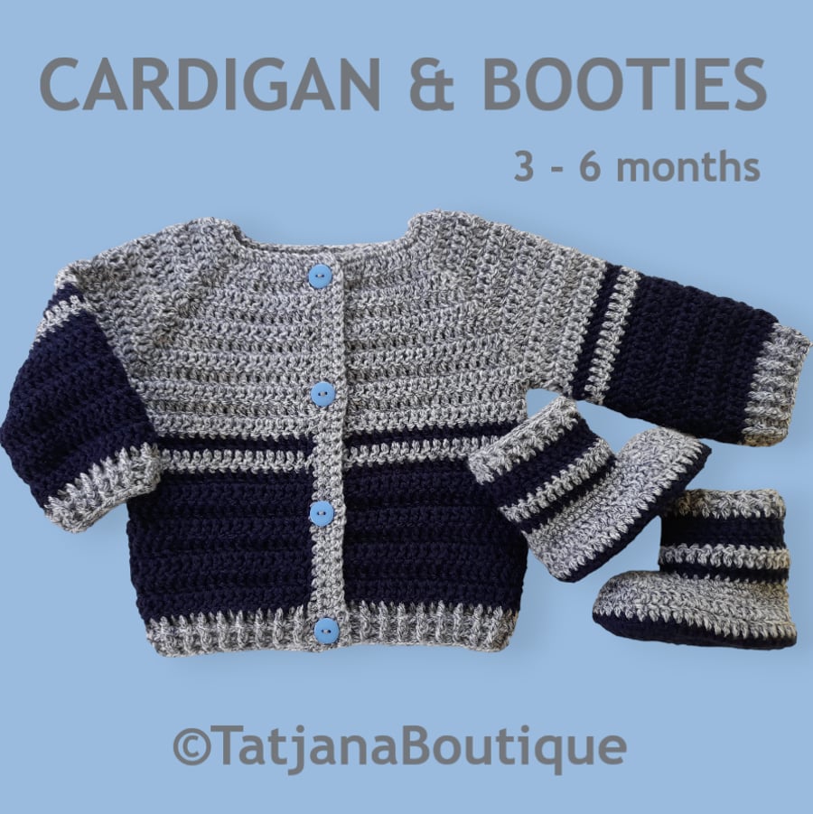 Crochet Pattern Baby Cardigan and Booties, PDF 103