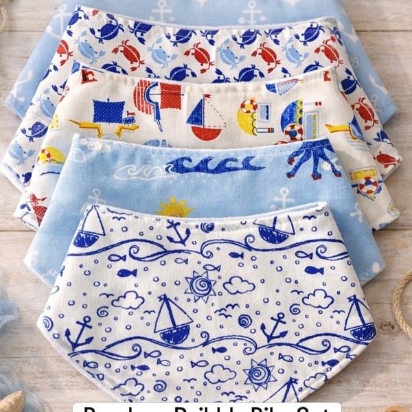 Bandana Baby Bib - Set of 5 - age 12months - 3years