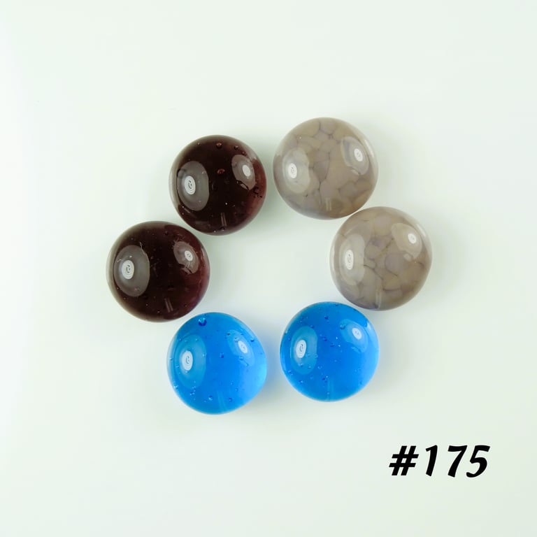 3 pairs of handcrafted fused glass round dot cabochons, 1cm (175)