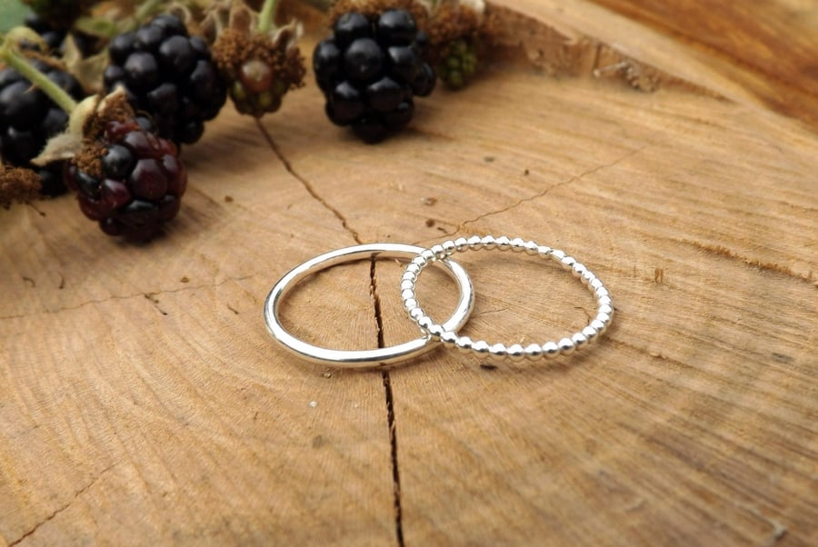 Handmade Silver Berry Stacking Rings