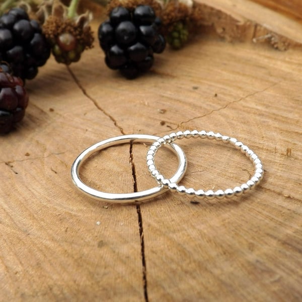 Handmade Silver Berry Stacking Rings