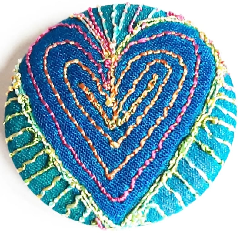 Buttons 1 inch button Hand Dyed Silks and Cottons Free Machine Embroidery Button