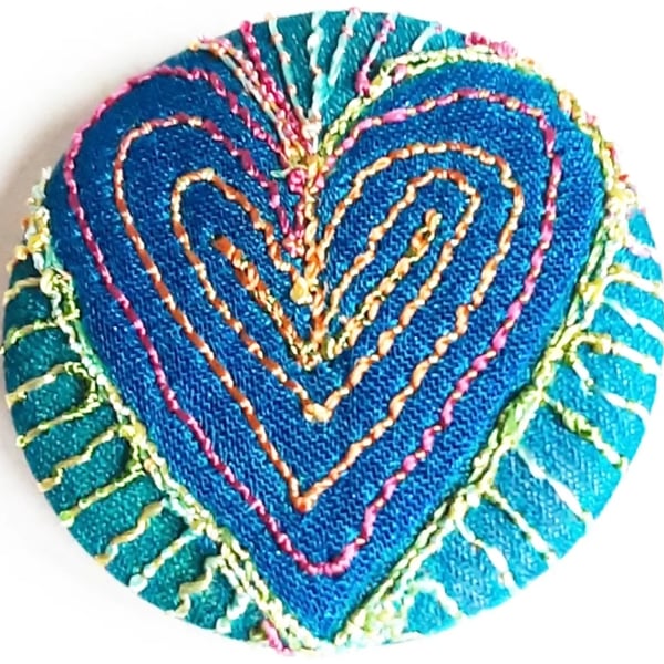 Buttons 1 inch button Hand Dyed Silks and Cottons Free Machine Embroidery Button