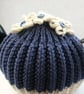 Charming Blue and Cream Tea Cosy 4-6 cup with flowers and polka dot buttons - Image 3