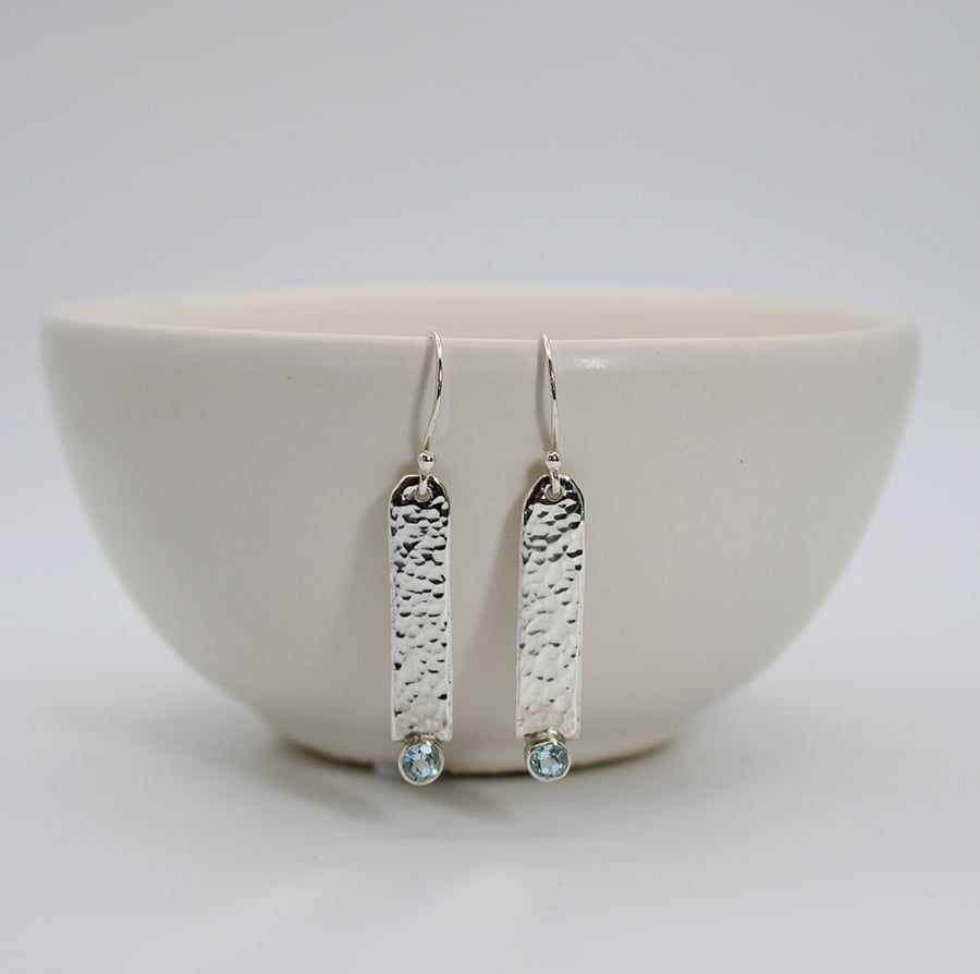 Sterling Silver Long Drop Topaz Earrings