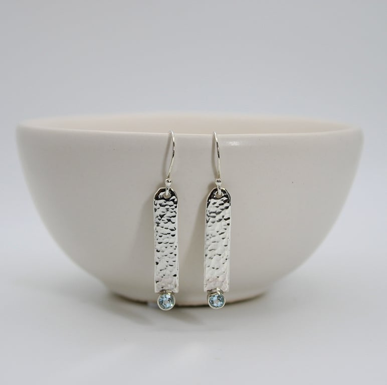 Sterling Silver Long Drop Topaz Earrings