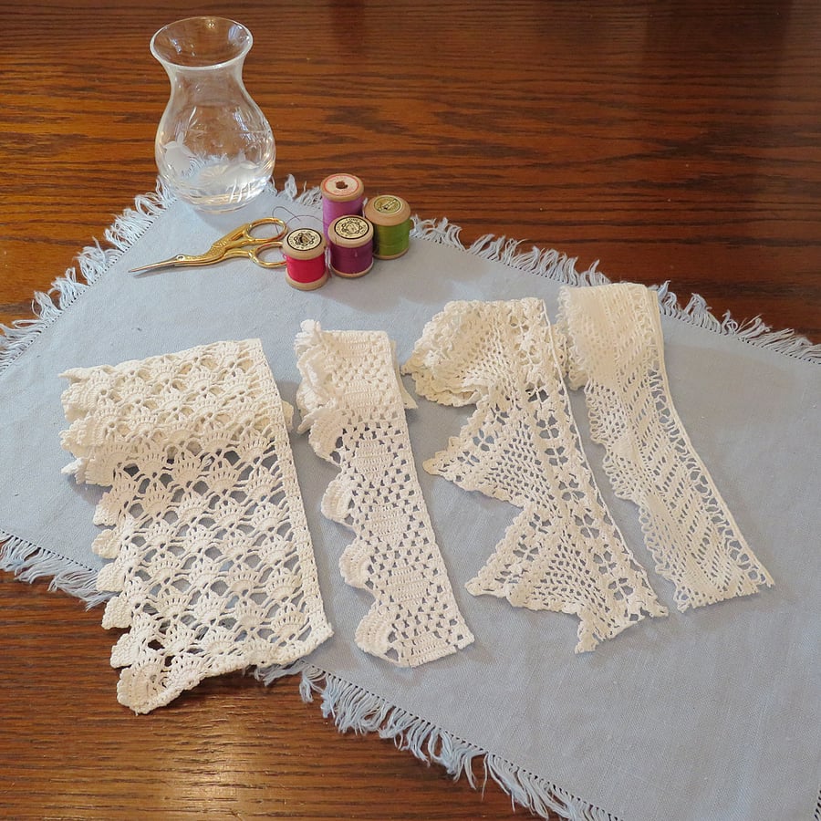4 lengths of vintage lace